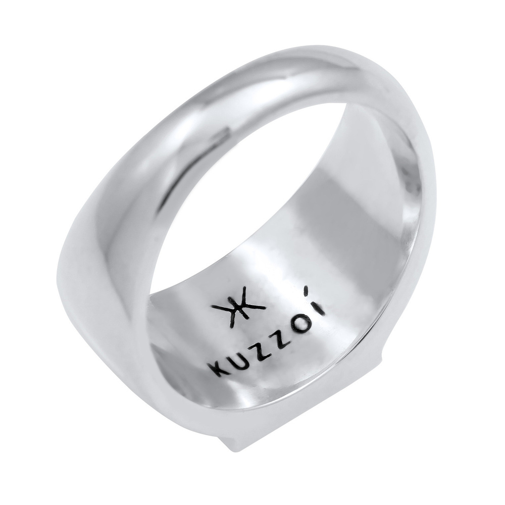 KUZZOI KUZZOI Bague Hommes Sceau Rectangle Brillant Basique Solide en argent sterling 92 Bague