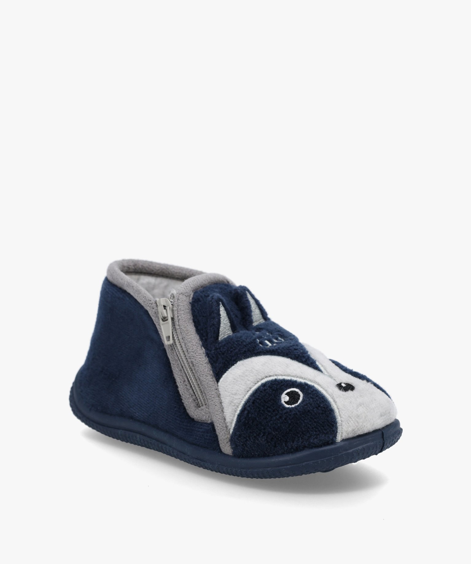 Chaussons Garçon bottillons en velours raton-laveur bleu | GEMO