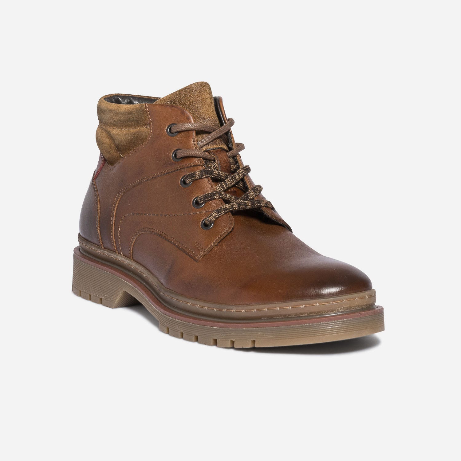 Boots à lacet cognac en cuir
