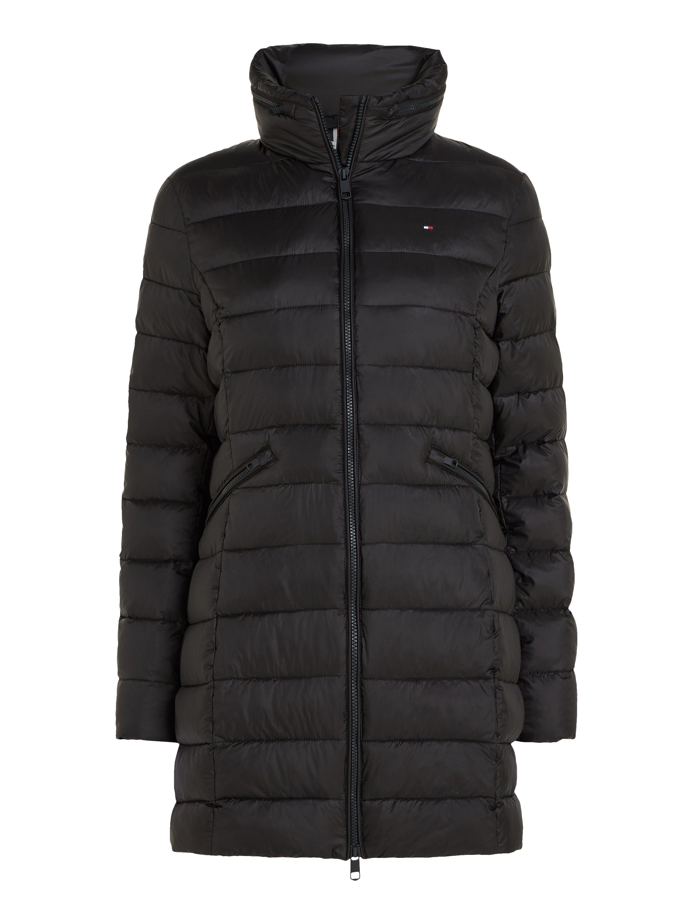 Tommy Hilfiger Steppmantel MW PADDED GLOBAL STRIPE COAT mit Kapuze im Stehkragen