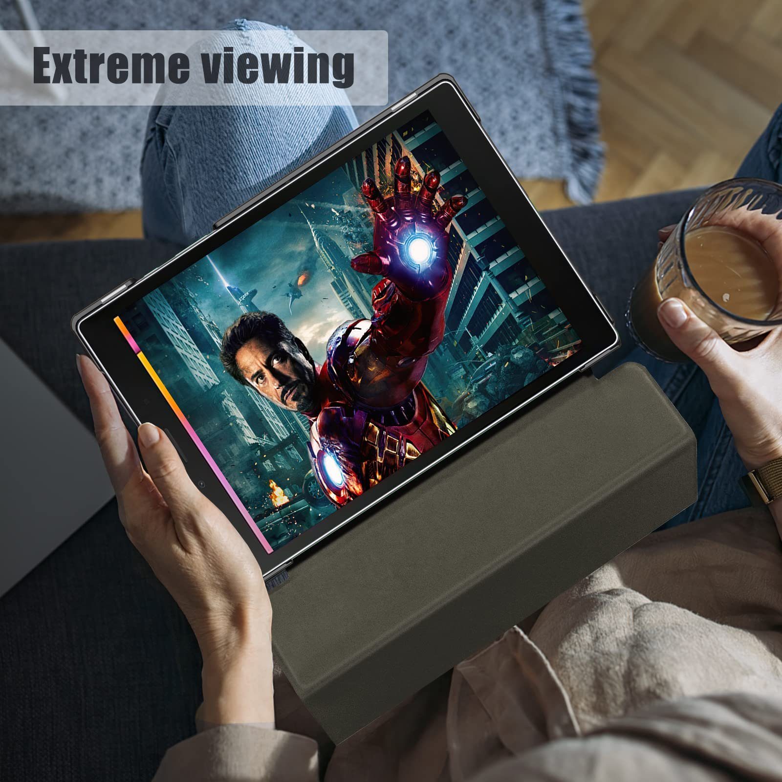 Mutoy Tablet-Hülle Hülle für Samsung Galaxy Tab A8 mit Schutzfolie 10,5 Zoll (SM-X200/205)2022, Hochwertiges Standfunktion,Modische Praktische Smart Auto Schlaf/Wach Funktion, Schutzhülle Panzerglas Kompatibel mit Samsung Galaxy Tab A8 2021