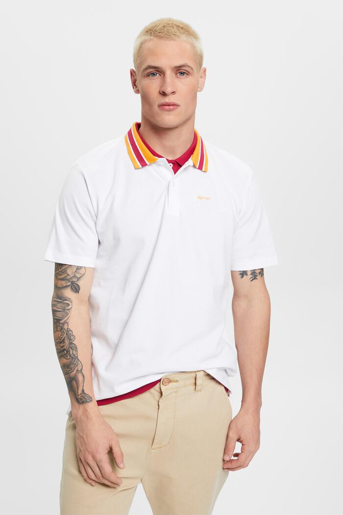 Poloshirt aus Baumwoll-Piqué mit Streifenkragen