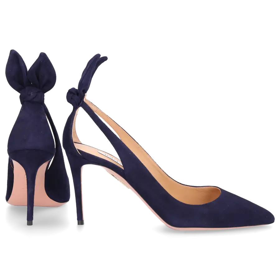 Aquazzura - Pumps BOW TIE 85 Veloursleder - blau