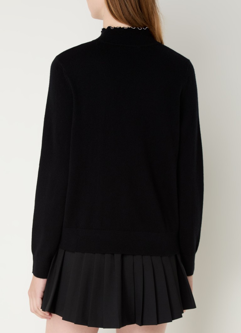 Sandro Fine-knit sweater in cashmere blend with stand-up collar