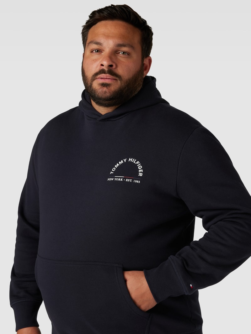 PLUS SIZE Hoodie mit Label-Print Modell 'SHADOW' in rauchblau