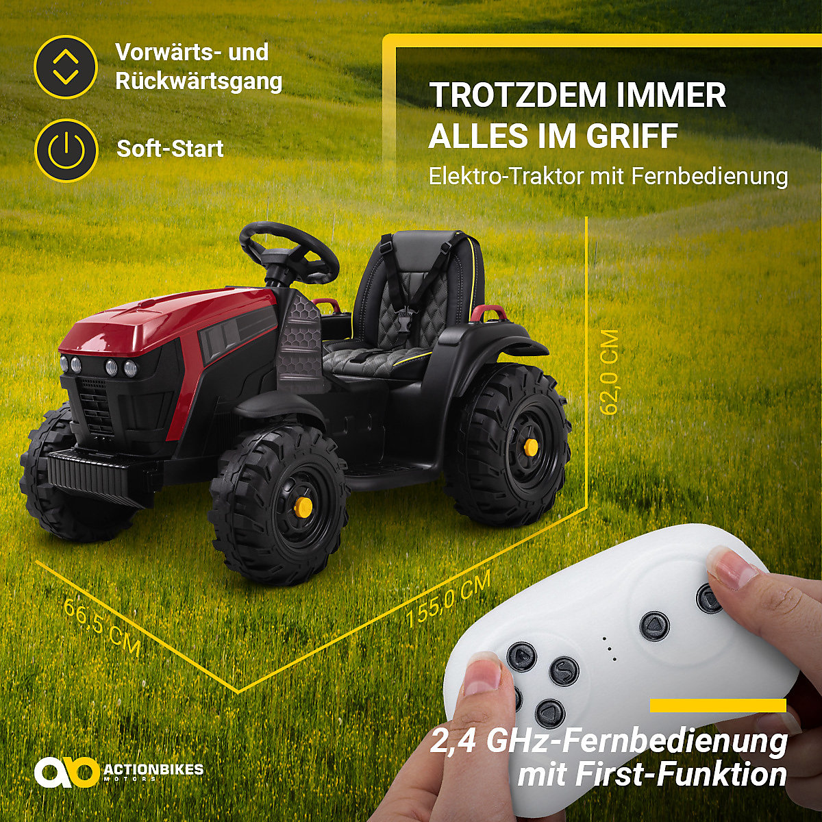 Kinder Elektroauto Kindertraktor mit Anhänger - TD925 - Staufach - Schaufel