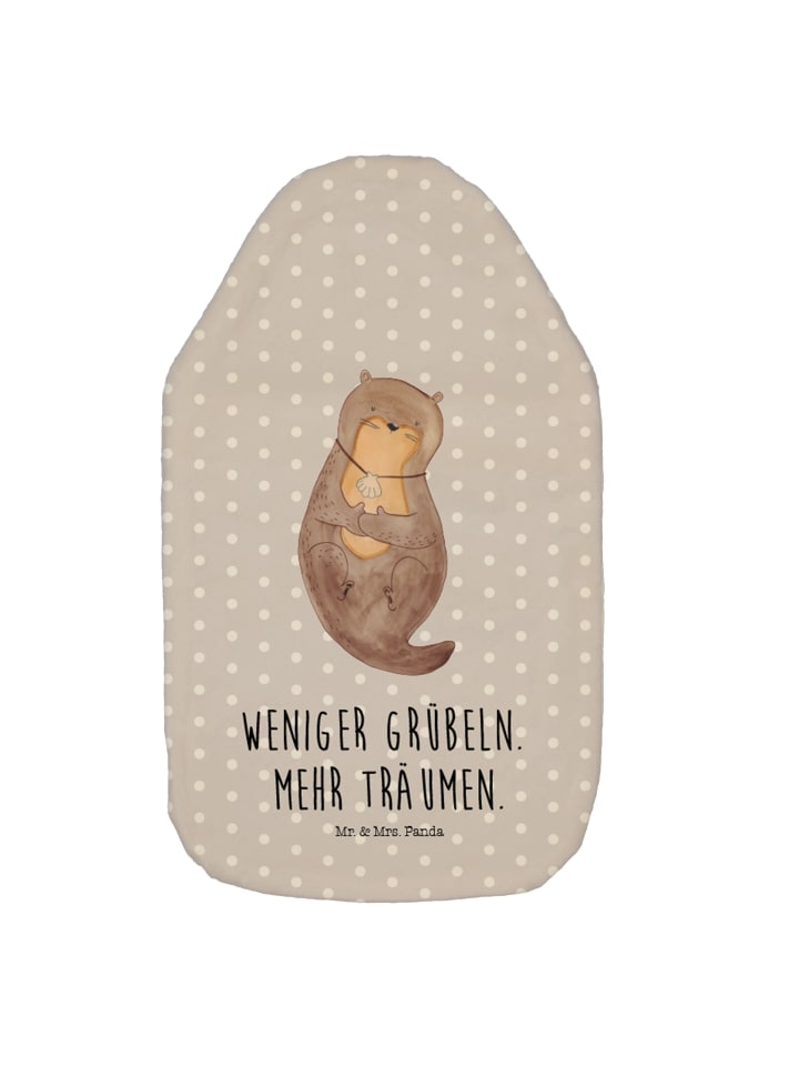 Mr. & Mrs. Panda Wärmflasche Otter Muschel mit Spruch in Grau Pastell günstig kaufen onesize