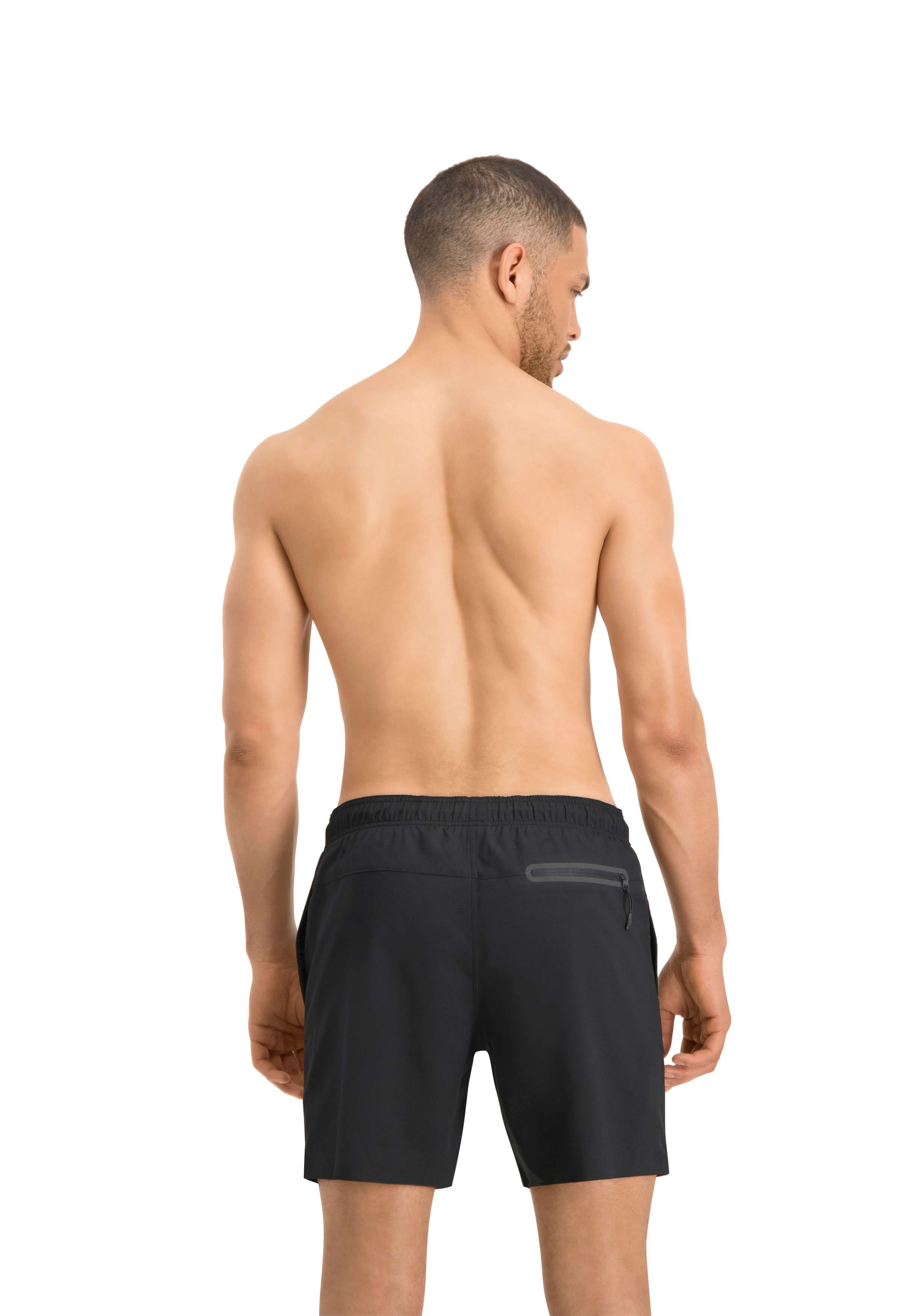 Puma mittellange schwarze Badehose