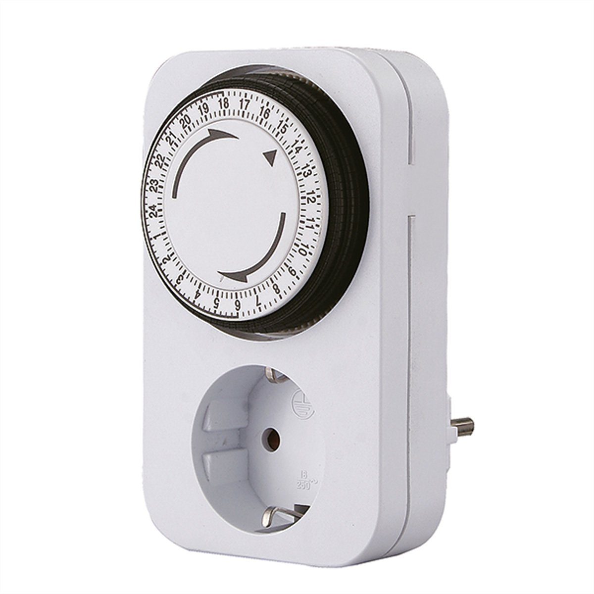 Bachmann Mechanischer Timer 24h Steckdosenleiste (Kabellänge 0 m), Mechanischer Timer 24h 1GD/1A-1 weiß