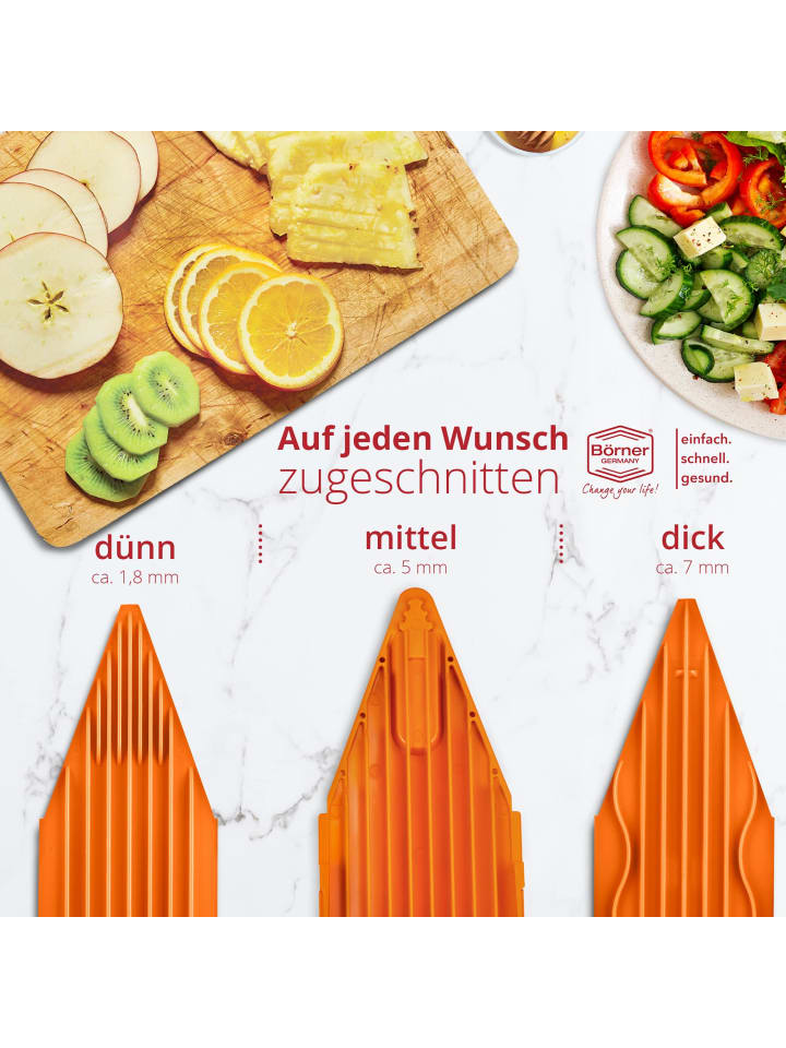 Börner Gemüsehobel V3 TrendLine mit Halter und Multibox in orange günstig kaufen onesize