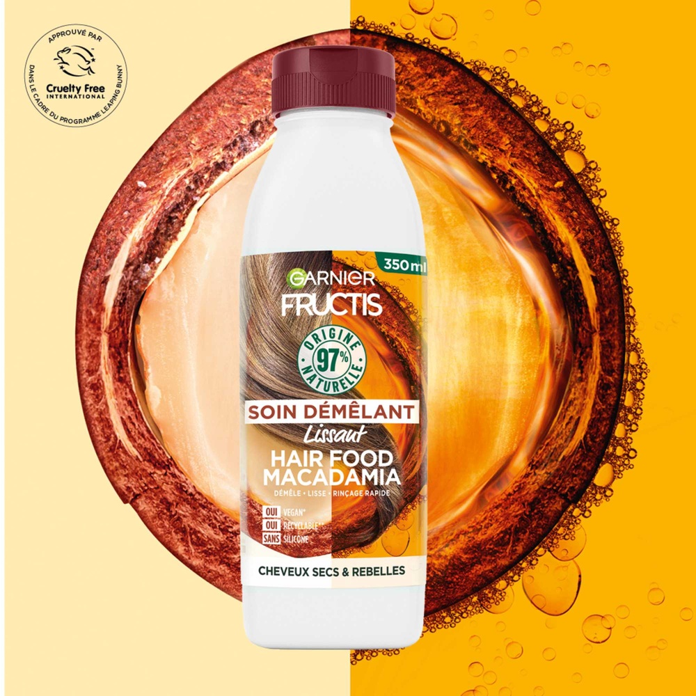 garnier Fructis Hair Food soin démêlant lissant à la macadamia pour les cheveux secs et rebelles