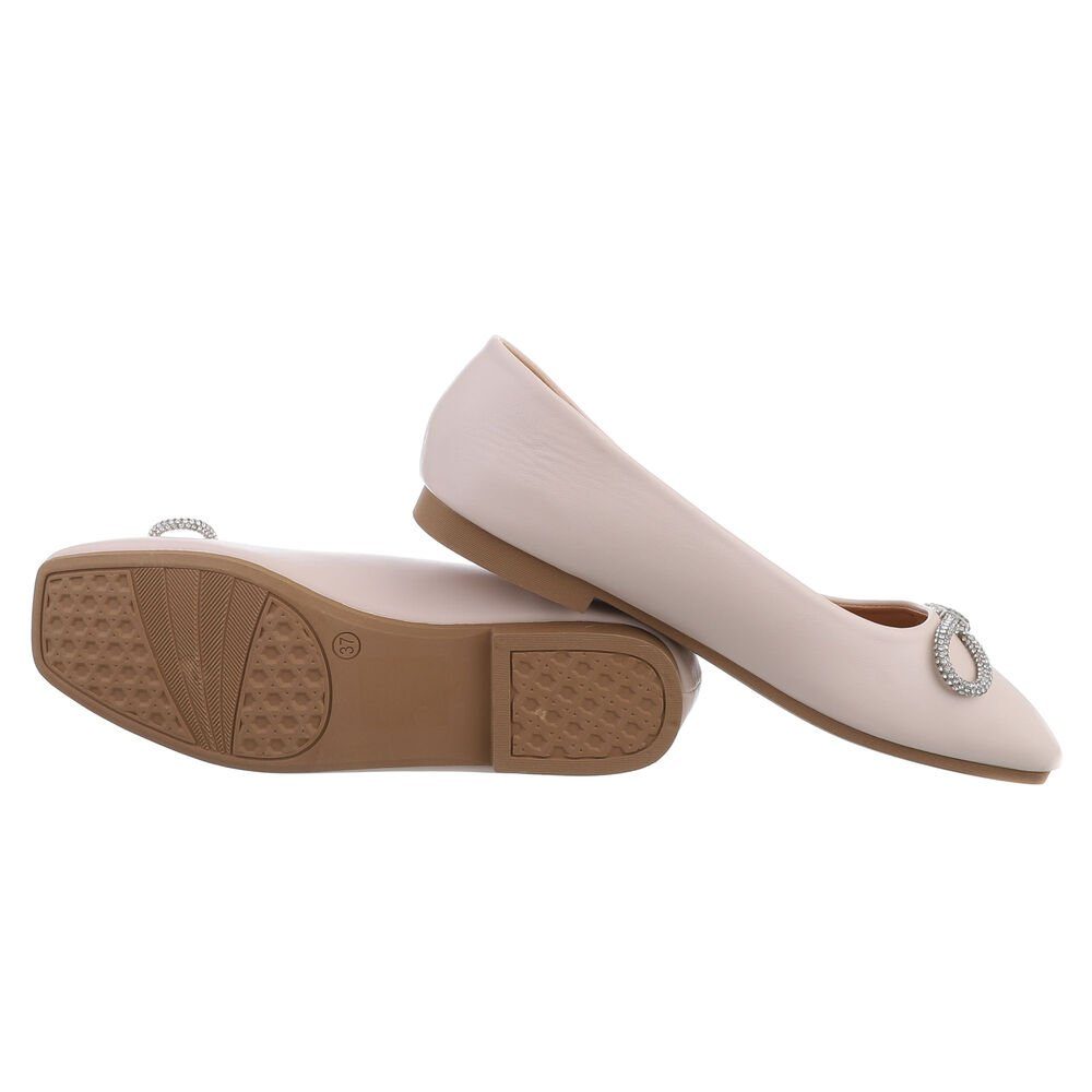 Ital-Design Damen Schlupfschuhe Elegant Ballerina Blockabsatz Klassische Ballerinas in Beige