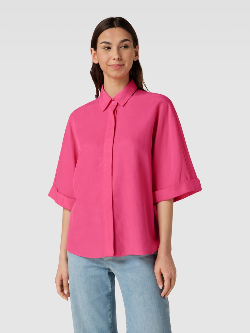 Bluse mit kurzen Raglanärmeln in fuchsia