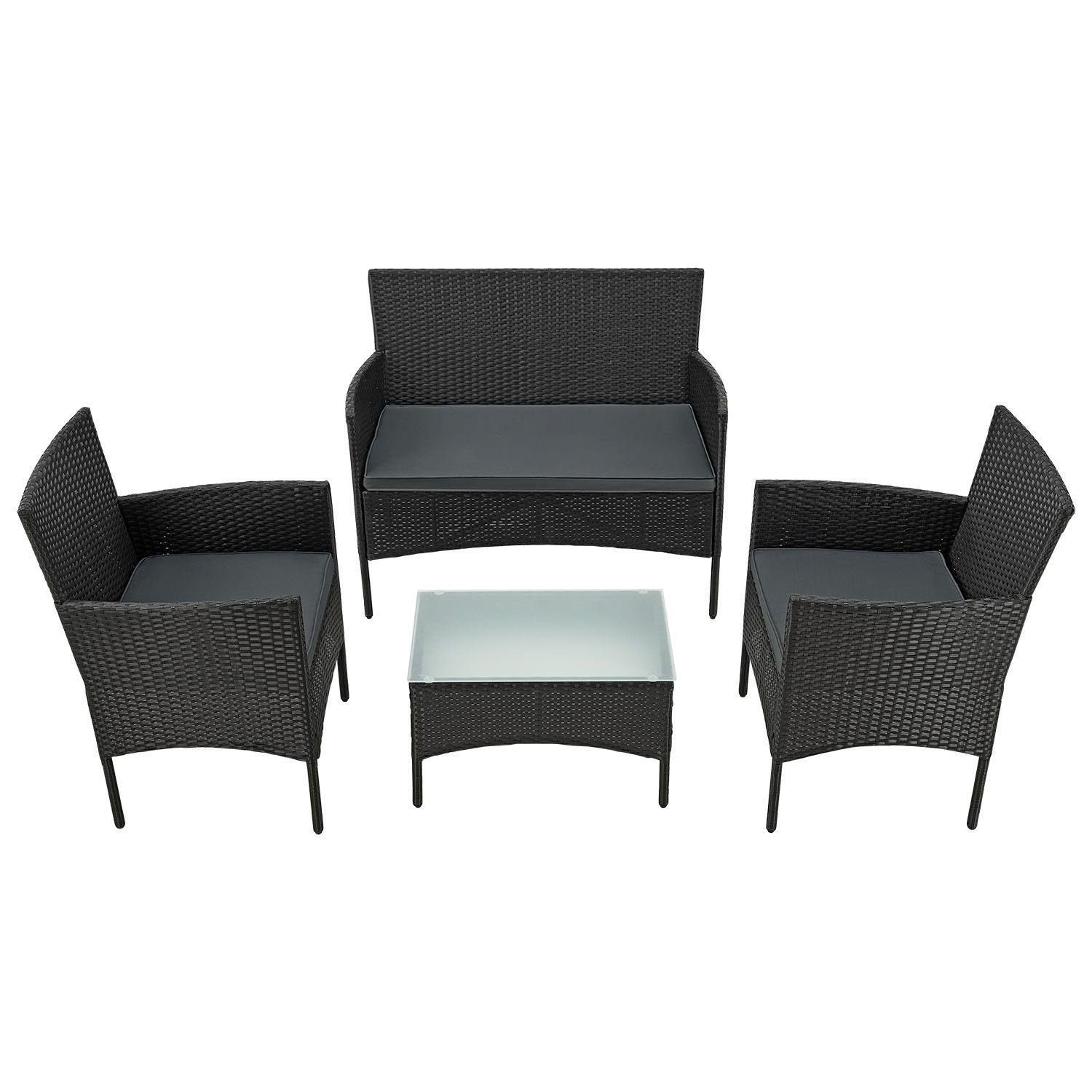 Juskys Gartenlounge-Set Fort Myers, wetterfeste Polyrattan Sitzgruppe für 4 Personen