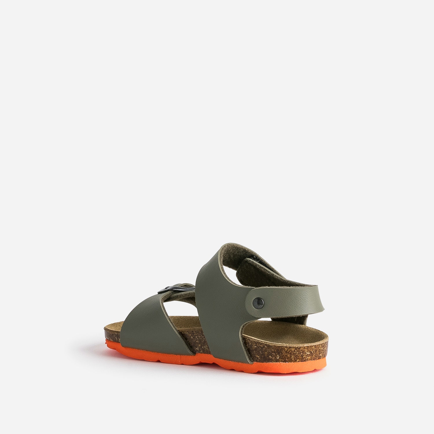Sandale anatomique BUGGY kaki cuir semelle orange