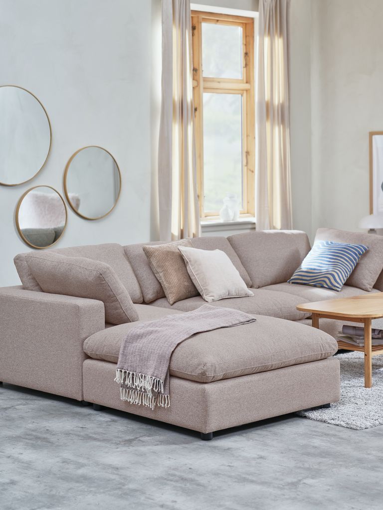 LUNDBY Moduł sofy LUNDBY szezlong/pufa z tkaniny piaskowej