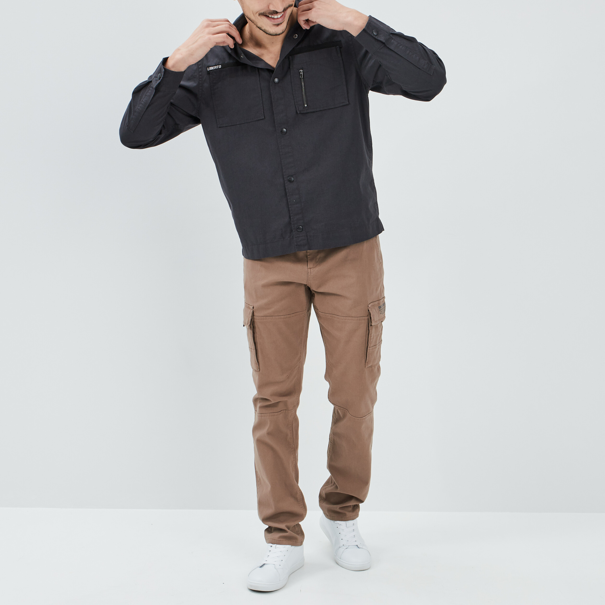 Chemise manches longues détail zippé gris foncé homme | La Halle