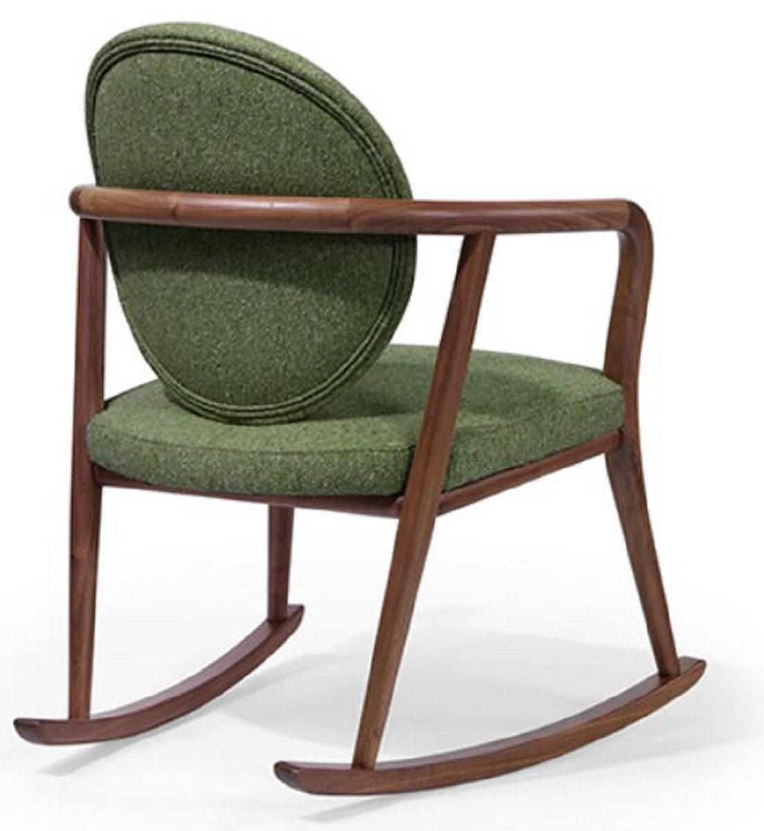 Casa Padrino Schaukelstuhl Luxus Schaukelstuhl Grün / Braun 66,5 x 71 x H. 87,5 cm - Gepolsterter Massivholz Stuhl mit Armlehnen - Luxus Wohnzimmer Möbel