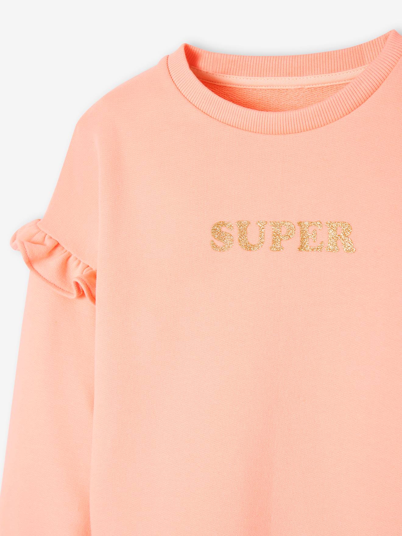 Vertbaudet Mädchen Sweatshirt SUPER mit Volants, personalisierbar Oeko-Tex - rost