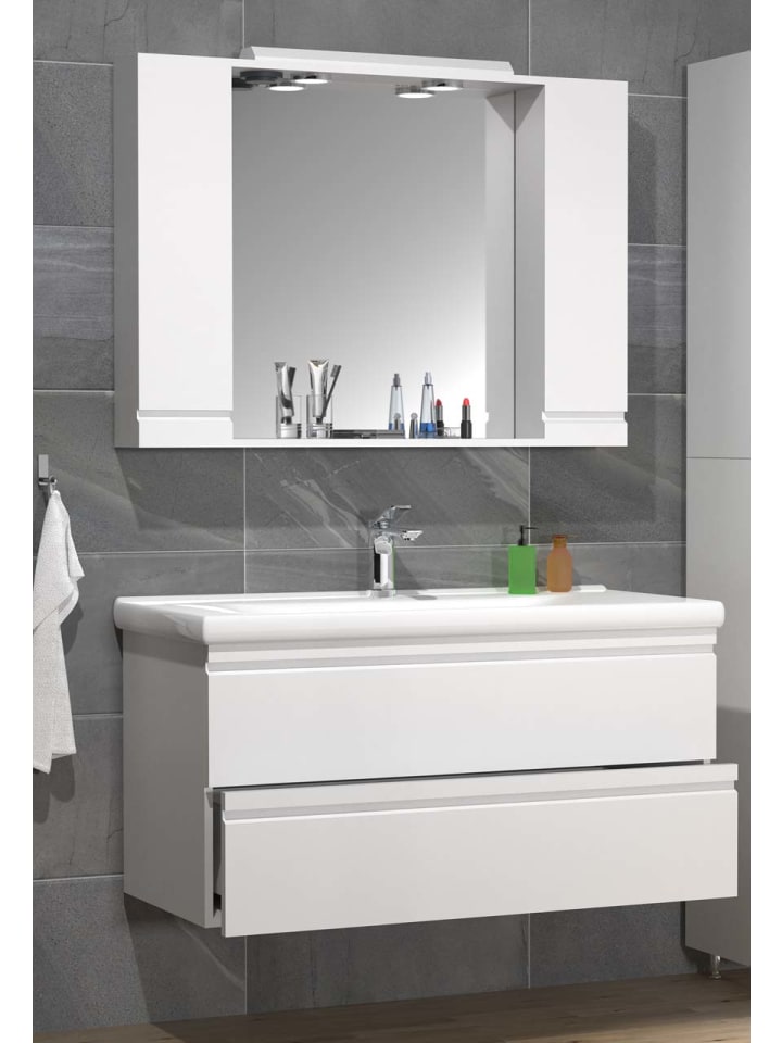 ebuy24 Badmöbelset SiloraXL Weiß 100 x 46 cm günstig kaufen onesize