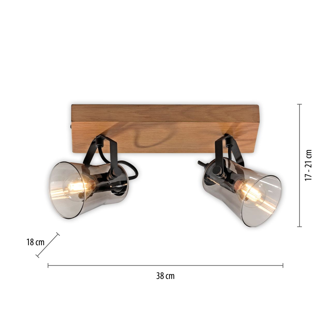 JUST LIGHT Deckenleuchte GREEN LANGSTRÖM, 2x E14/10Watt max., Holz-natur