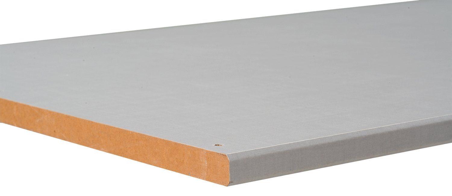 Einlegeboden TENSO, B 97 x T 55 cm, Grau, Holzwerkstoff, (1 St), mit 4 Regalbodenträgern, für Kleiderschränke