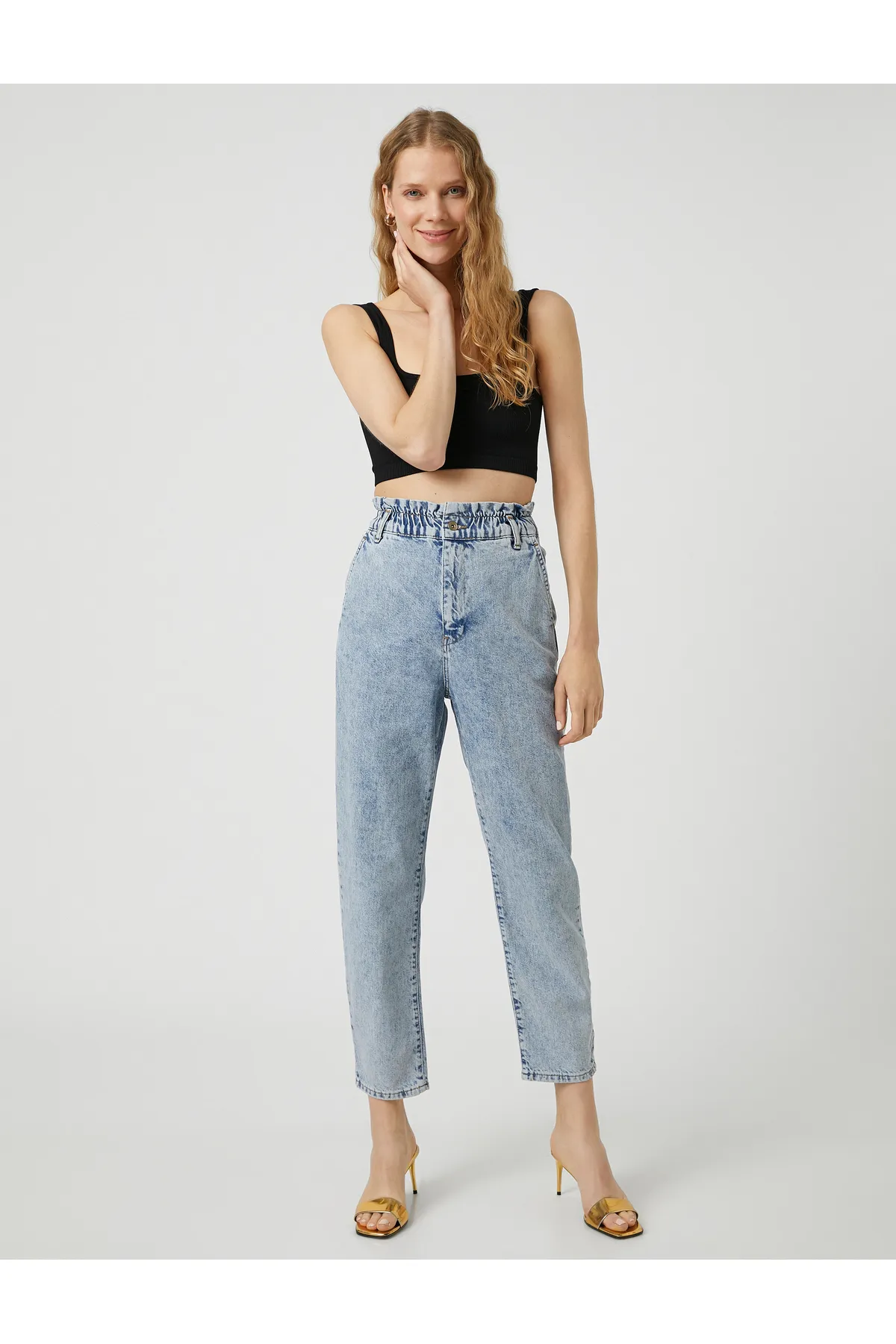 Koton  Jeans mit elastischem Bund und hoher Taille – Baggy-Jeans