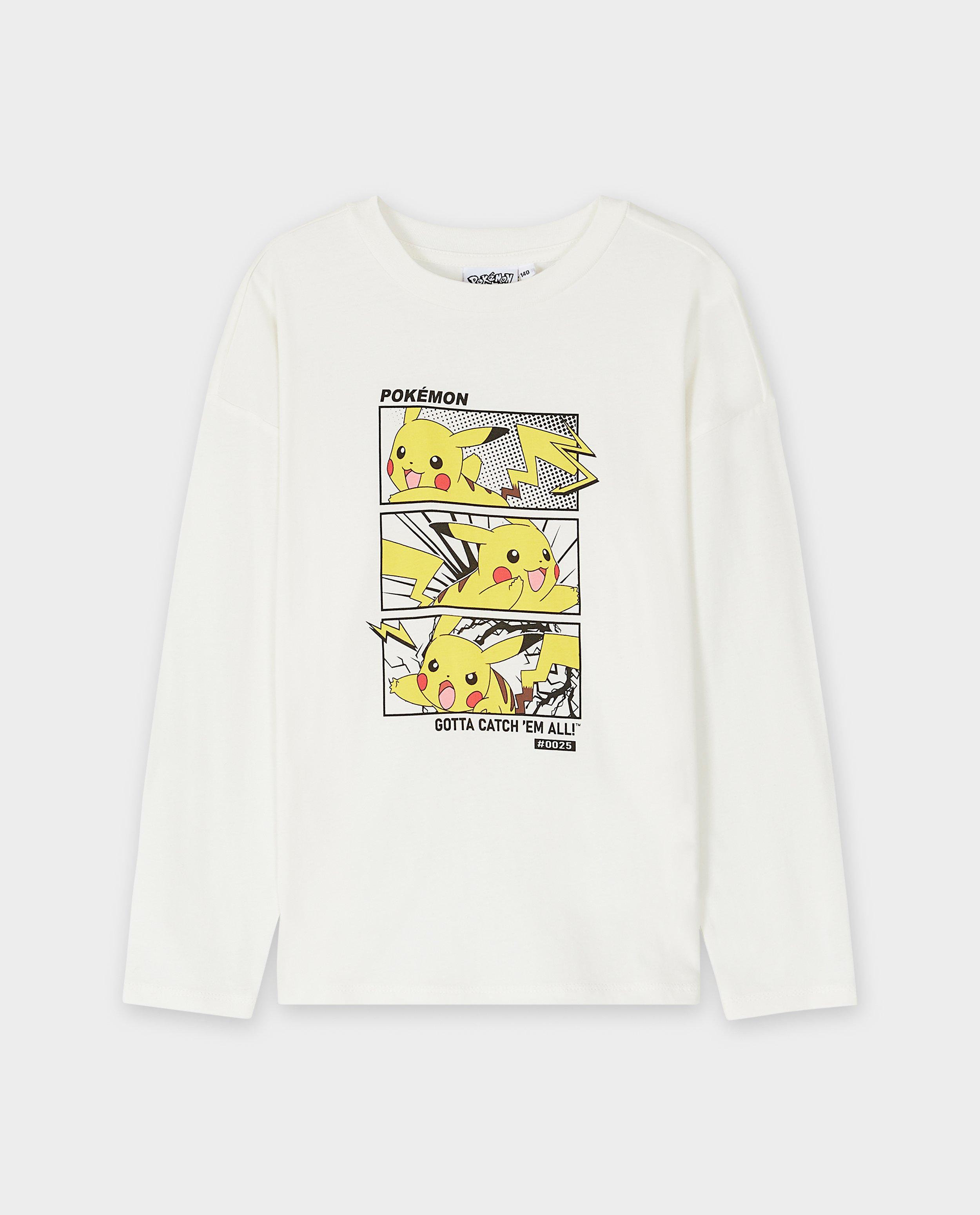 Pokémon hosszú ujjú póló Pikachu mintával, fehér
