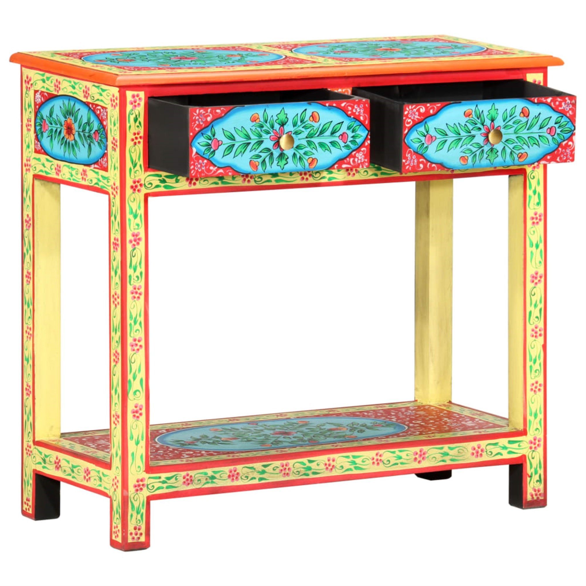 DOTMALL Tischsitz Handbemalter Konsolentisch 80x35x75 cm, massive Mango