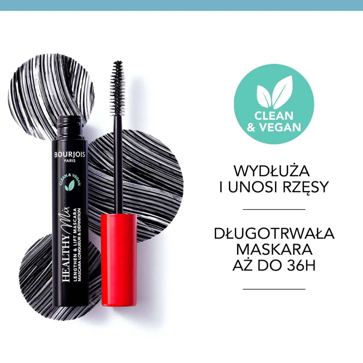 Bourjois Healthy Mix blakstienų tušas, juodas