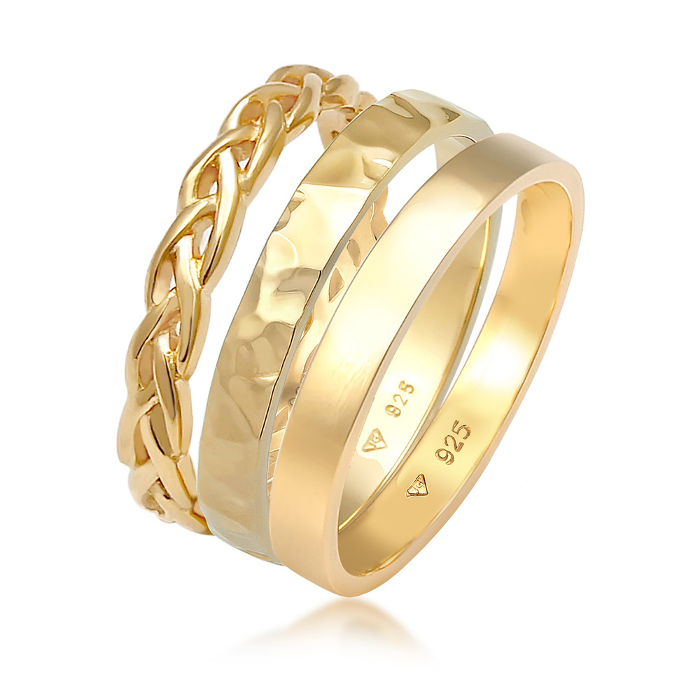 Elli Elli Bague Set de 3 bracelets pour femmes en argent sterling 925 Bague