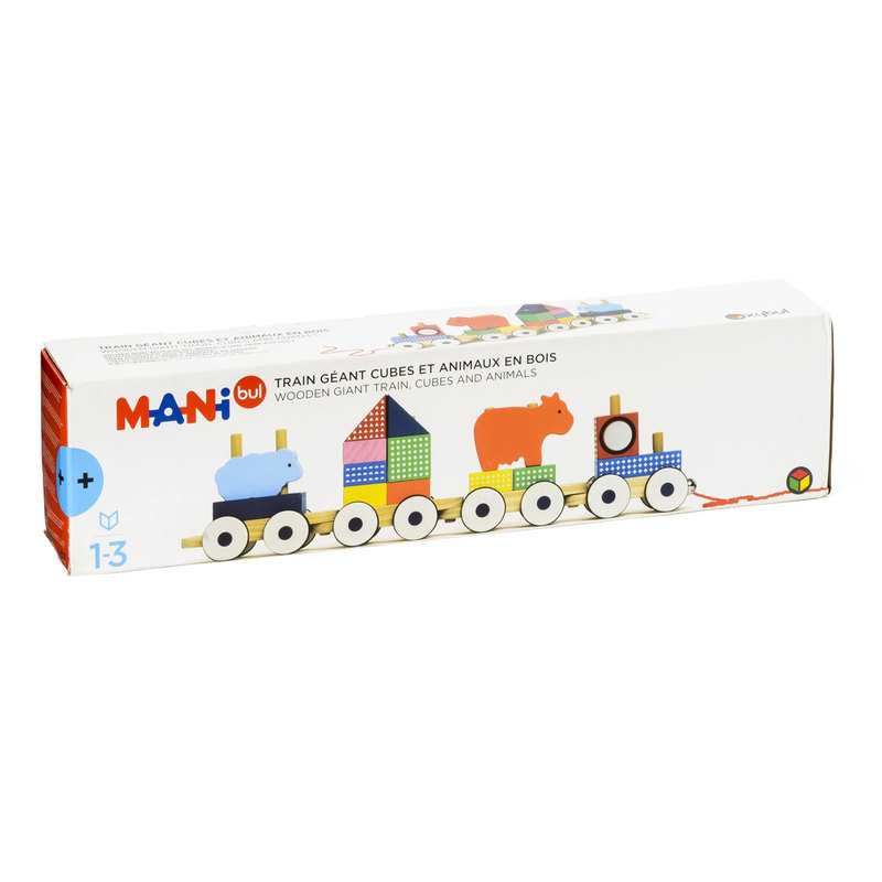 Train géant cubes et animaux en bois Oxybul
