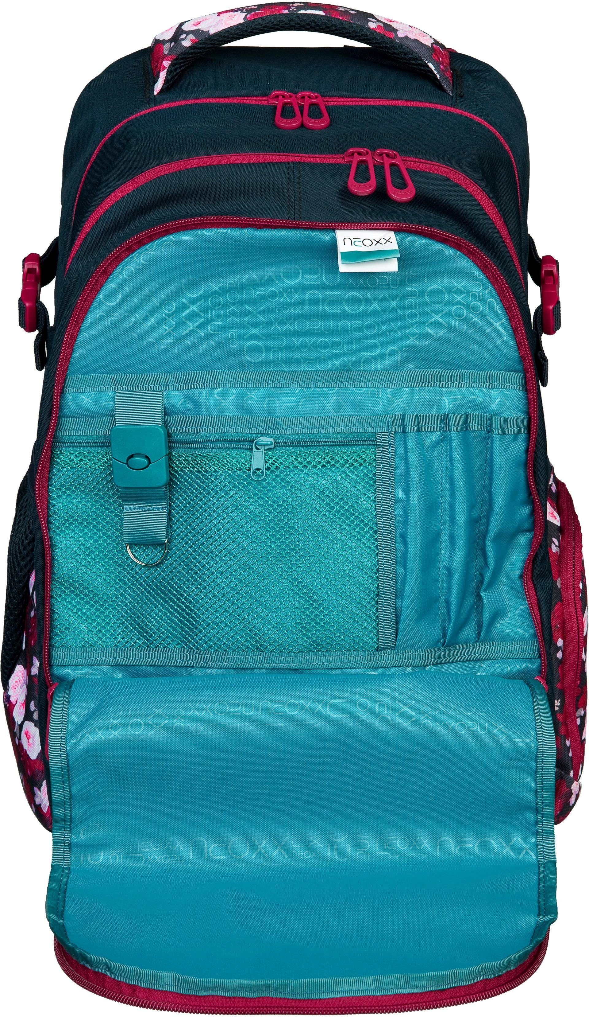 neoxx Schulrucksack Active, My Heart Blooms, aus recycelten PET-Flaschen