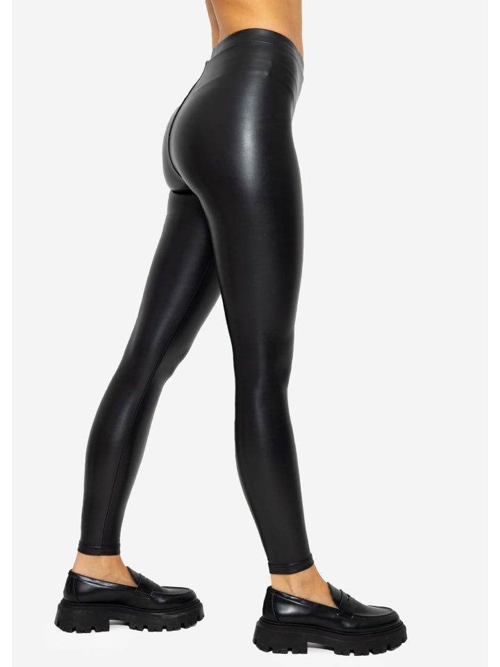 SASSYCLASSY Thermo Leggings in Lederoptik in Schwarz günstig kaufen