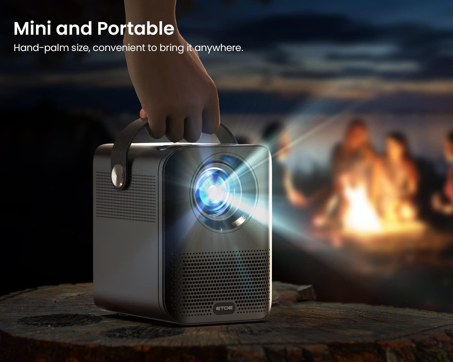ETOE Beamer (1920 x 1080 px, 1080P FHD Bluetooth rapezkorrektur Dual Stereo-Lautsprecher,kompatiel)