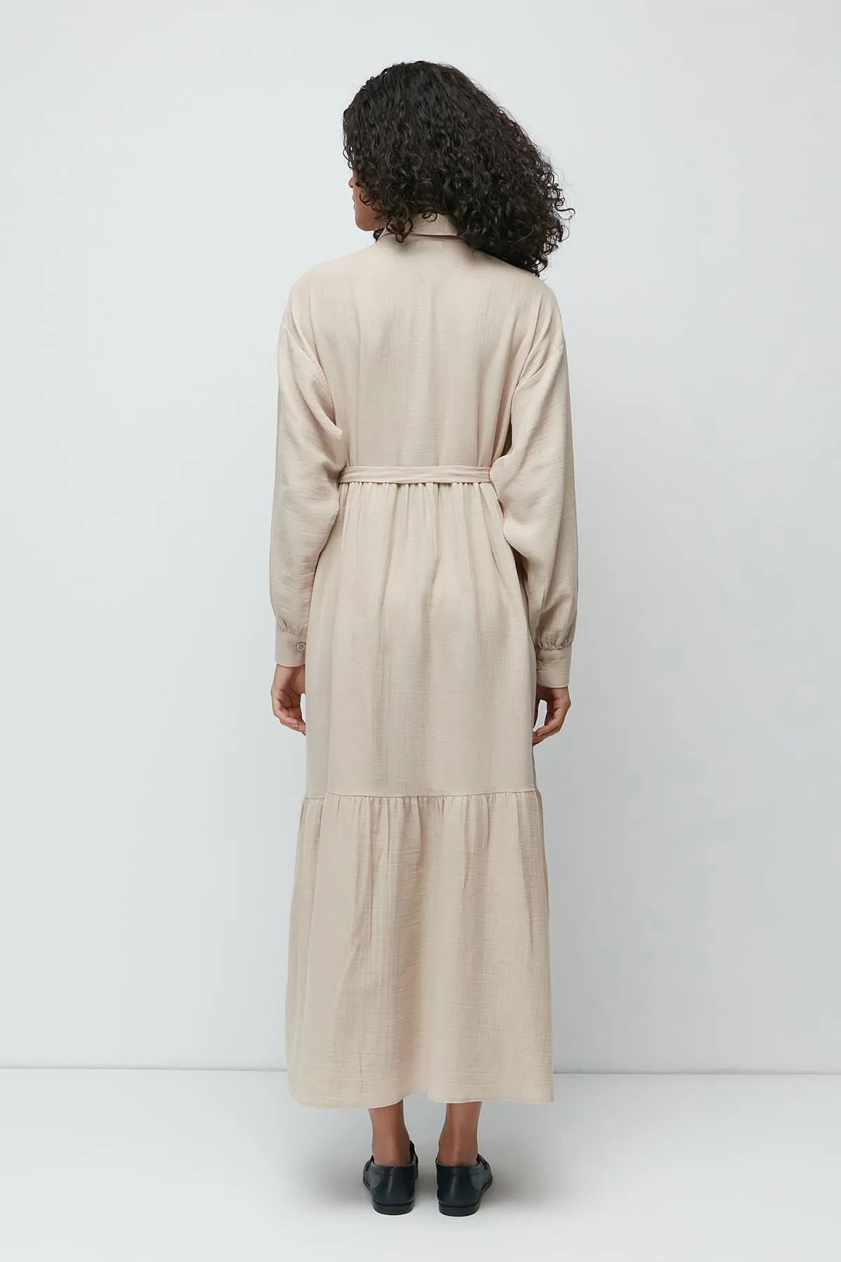 C&City  Langarmkleid aus Bio-Baumwollmusselin 9128 Hellbeige