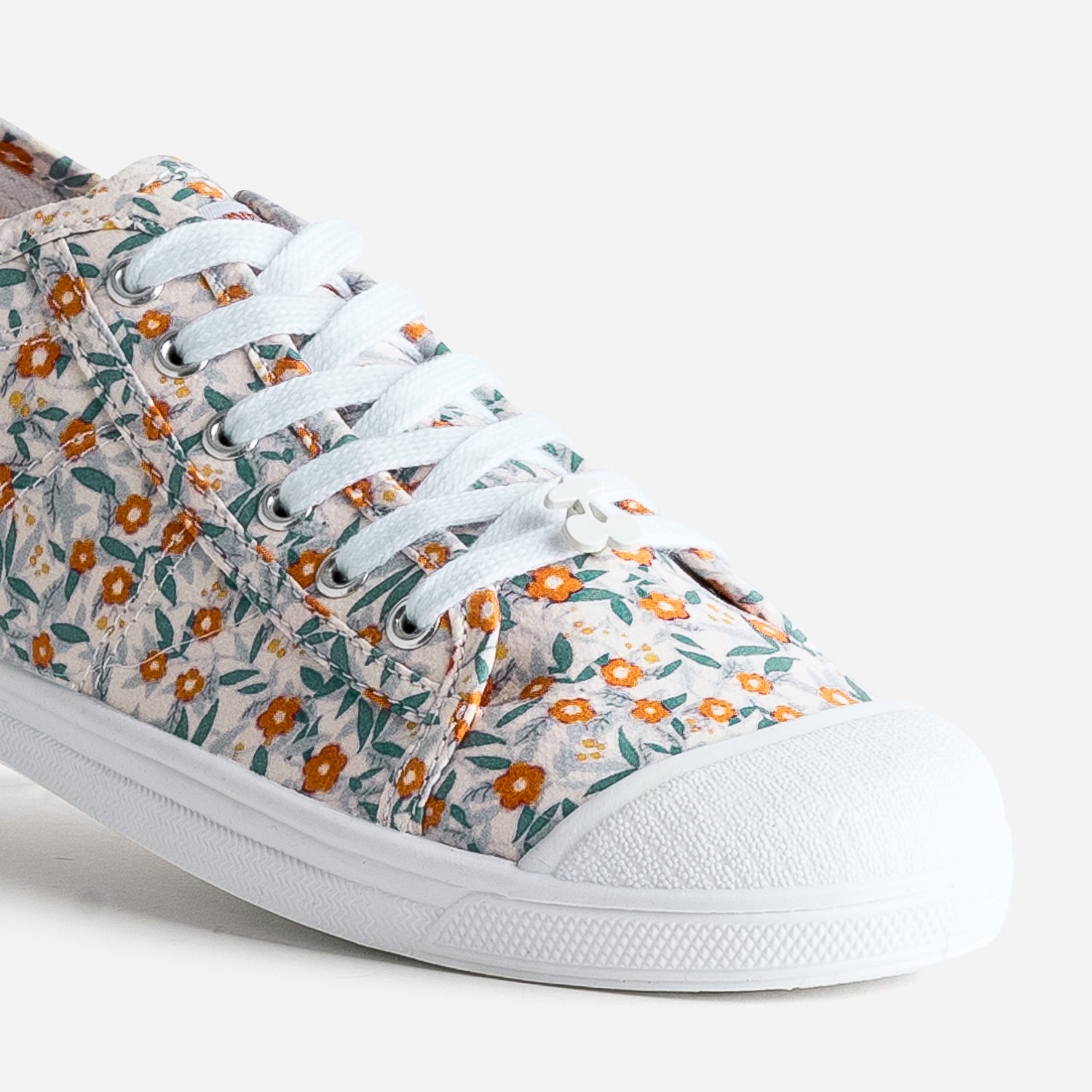 Tennis LE TEMPS DES CERISES beige toile fleurie