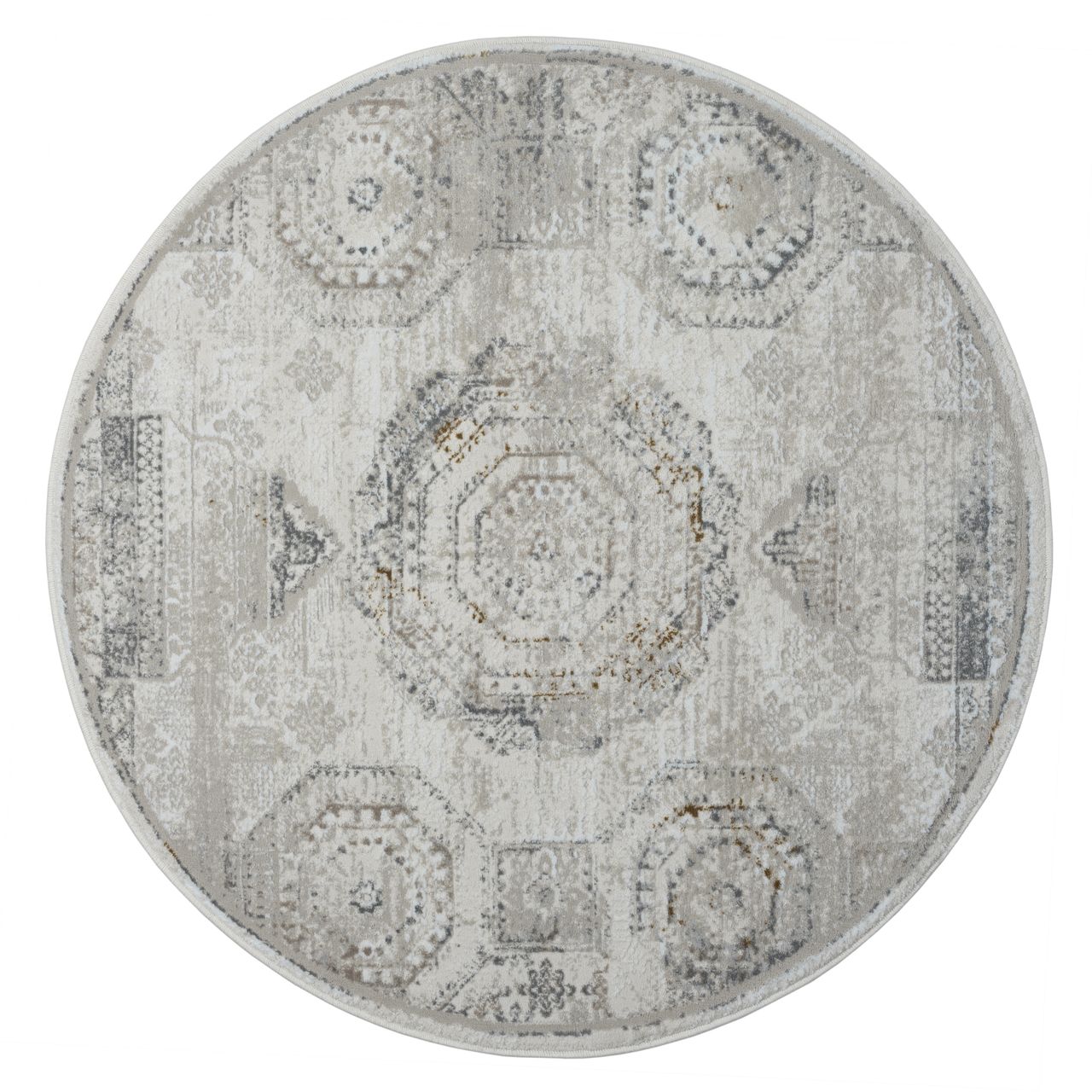 MyFlair Teppich Mabel, 120cm x 120cm, Farbe Beige, rund, Florhöhe 10mm