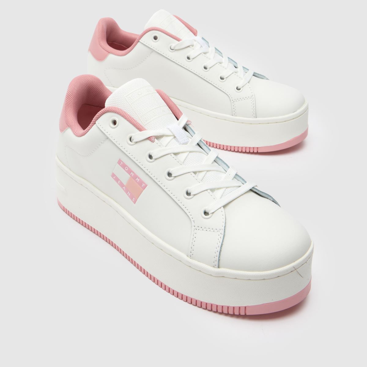 Tommy Jeans – Vita och rosa plattformsneakers