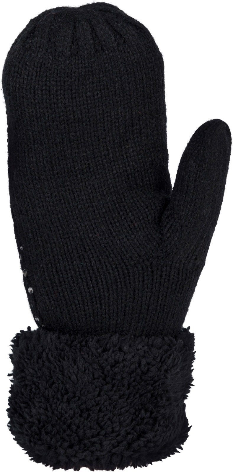 styleBREAKER Fäustlinge Strickhandschuhe Fäustlinge mit Strass und Perlen