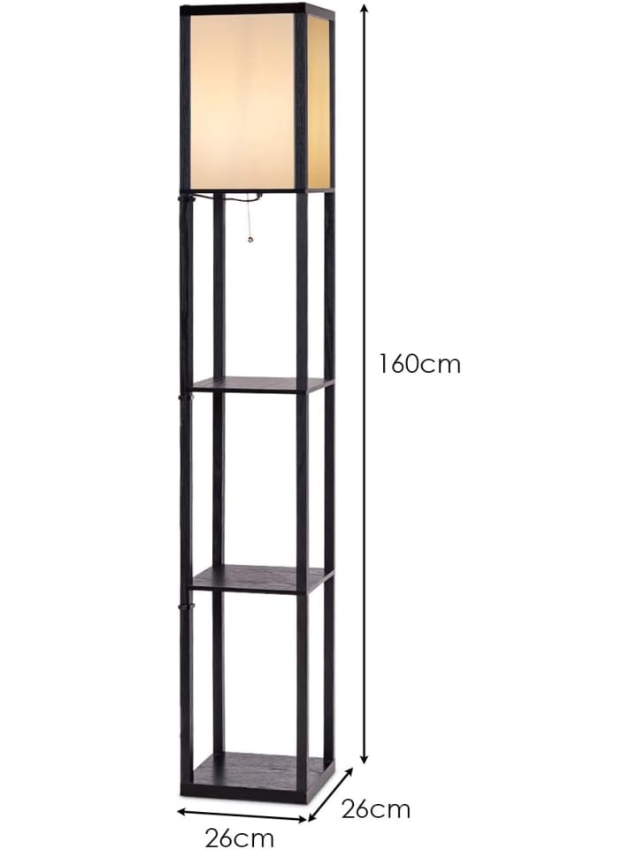 COSTWAY 2 in 1 Standleuchte Regal 160cm in Schwarz günstig kaufen onesize