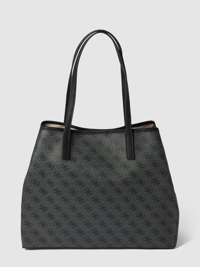 Shopper mit Allover-Label-Print Modell 'VIKKY' in schwarz
