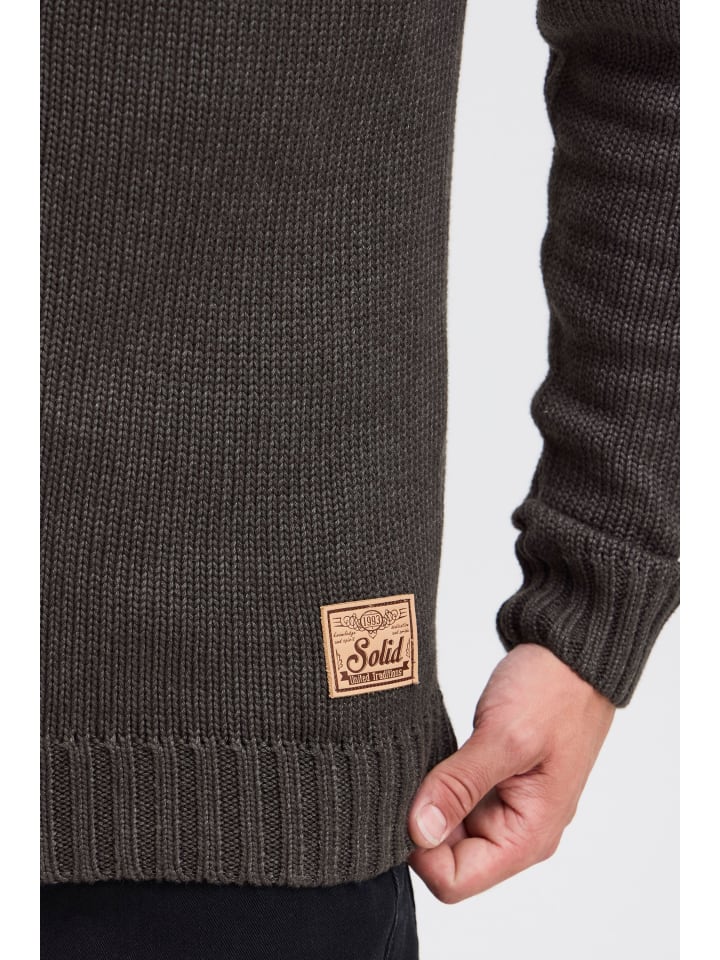 !SOLID Strickjacke SDPoul 21102155ME Strickjacke mit Stehkragen in Grau günstig kaufen M