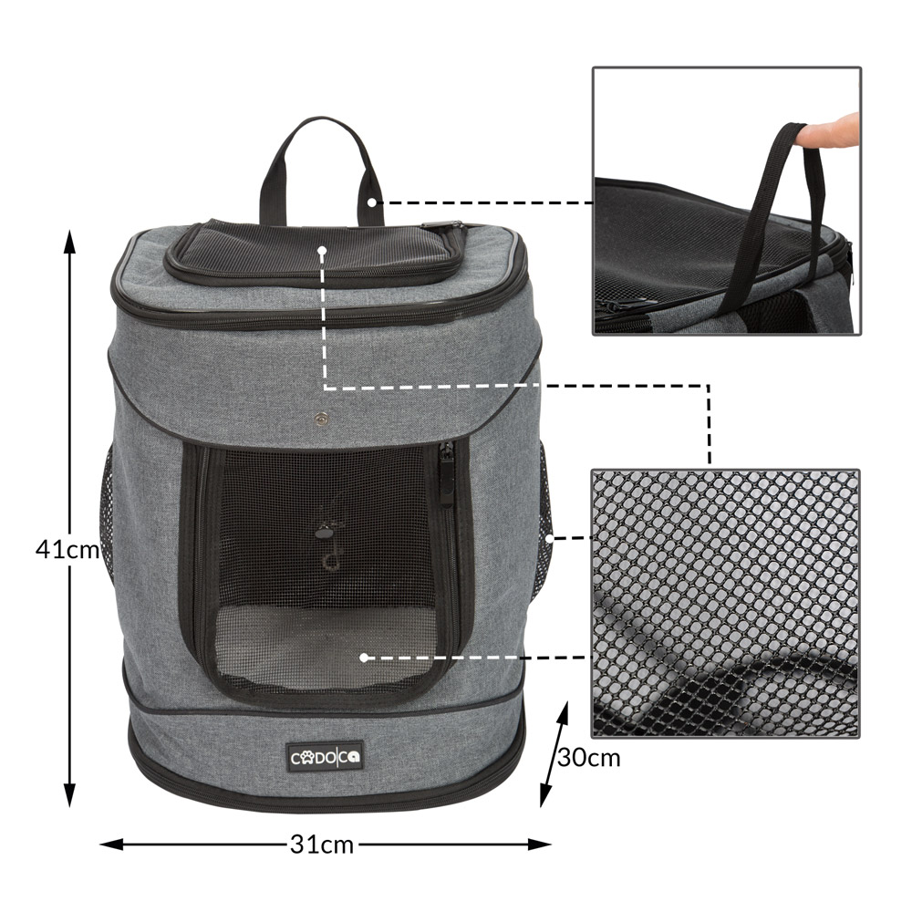 Casaria Cadoca® Haustierrucksack Grau 41x30x31cm