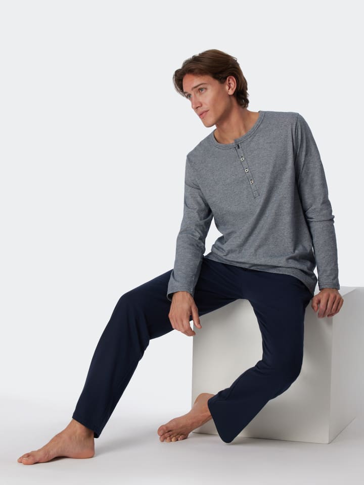 Schiesser Pyjama Ebony in Blau günstig kaufen