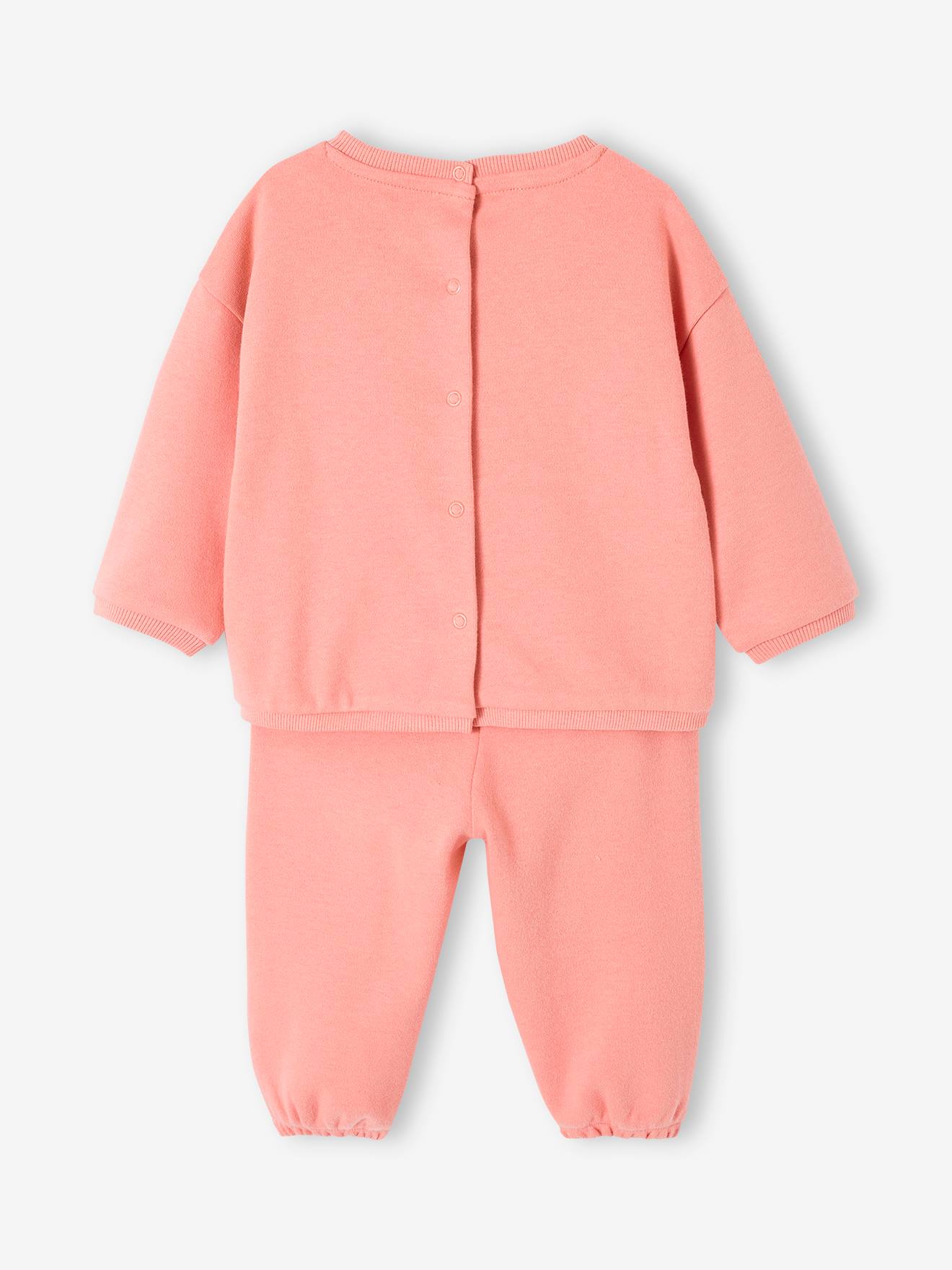 Vertbaudet Baby-Set: Sweatshirt & Hose, personalisierbar Oeko-Tex - blush