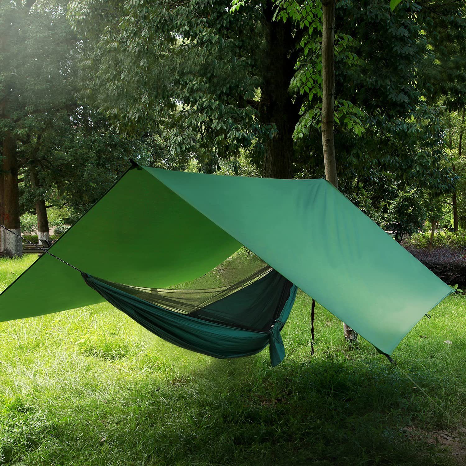 CALIYO Tarp-Zelt Tarp für Hängematte Zeltplane Regenschutz Sonnenschutz, Multifunktionales TarpTent mit Ösen Ultra-Leicht für Outdoor