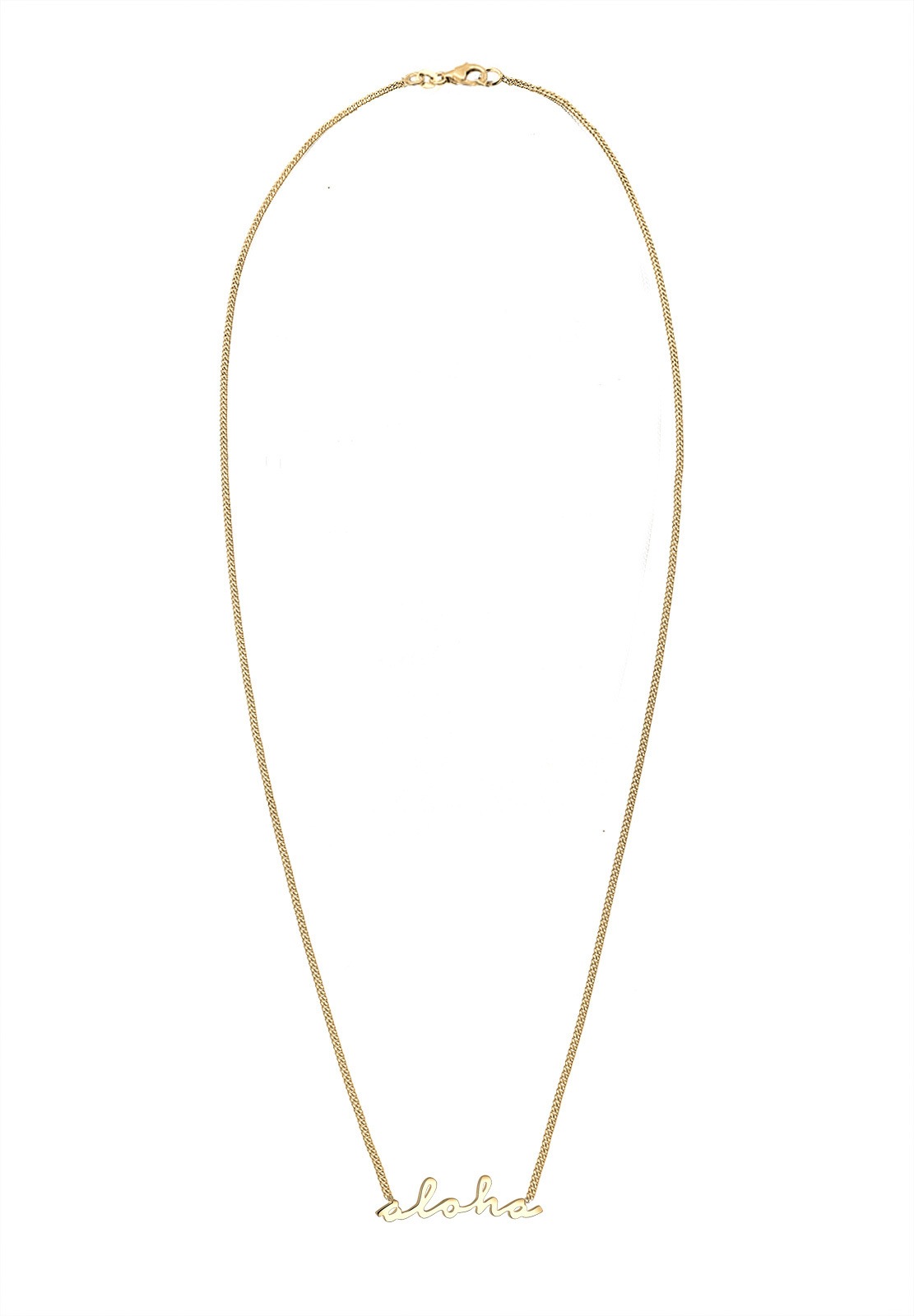 Collar con inscripción Aloha de Elli para mujer - Plata bañada en oro (925/1000)