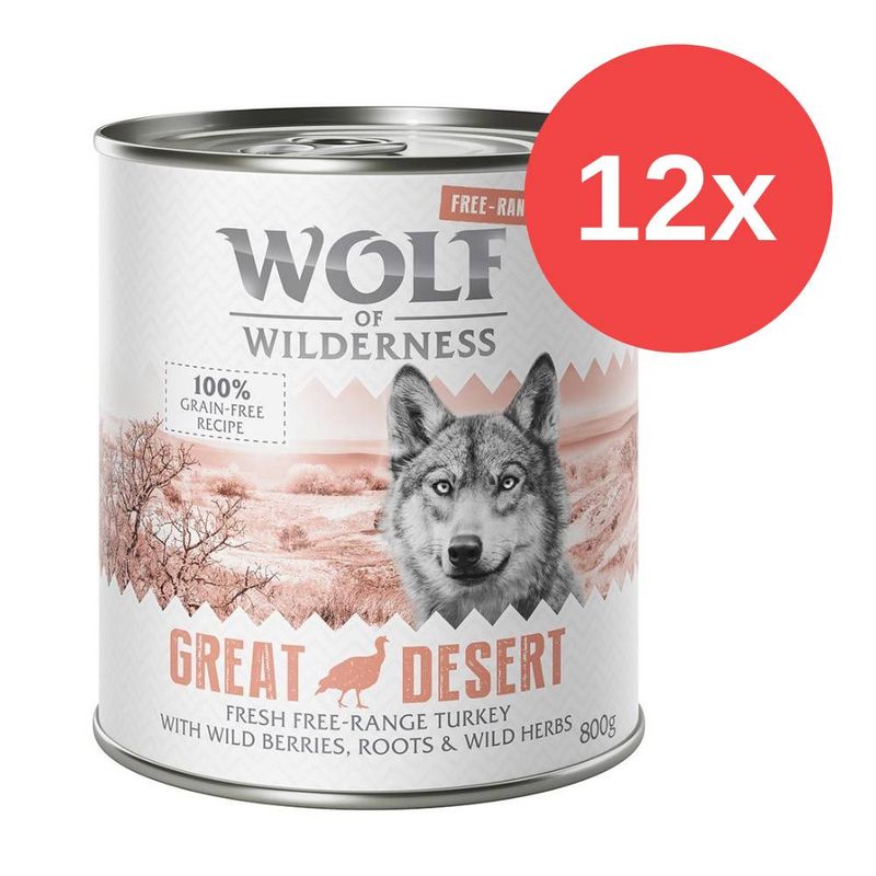 Sparpaket 12 x 800 g Wolf of Wilderness 'Freiland-Fleisch'