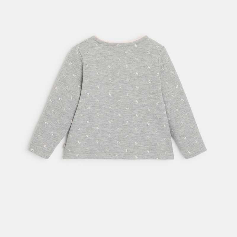 Gilet molleton fleuri gris bébé fille